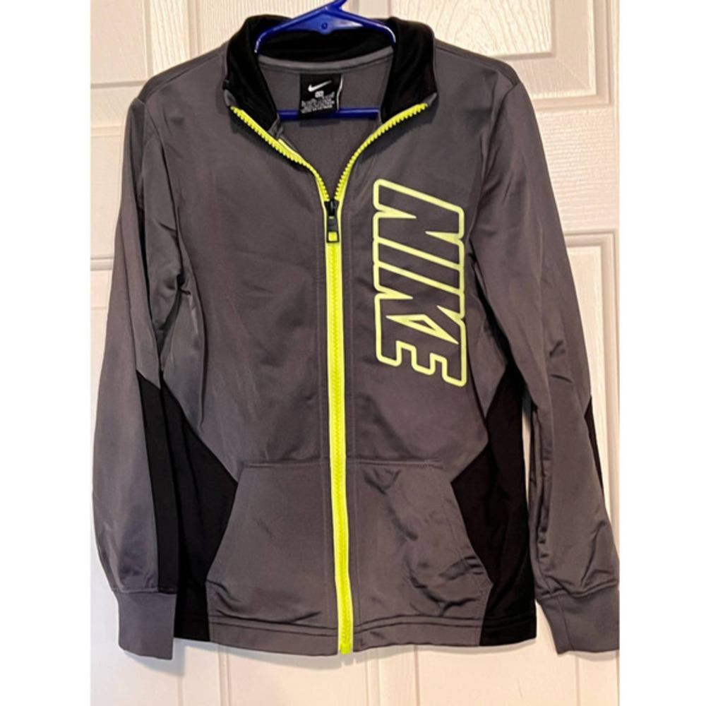 Nike Boys Gray Yellow Black Zip Up Jacket Size 6/M